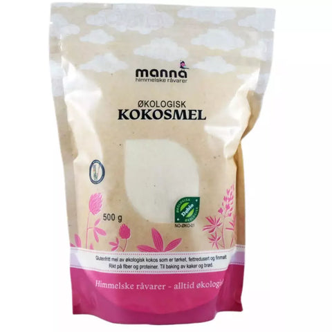 Kokosmel, fettredusert, 500g, Manna